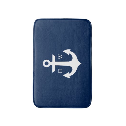 Monogramm des Navy Blue Anchor Badematte (Vorderseite Vertikal)