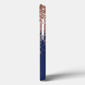 Monogramm des Navy Blue Blink Rose Rose Glitzer Case-Mate iPhone Hülle (Rückseite / Links)