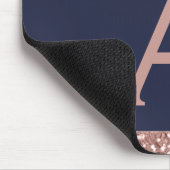 Monogramm des Navy Blue Rose Gold Sparkass Glitzer Mousepad (Ecke)
