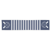 Monogramm des Navy Blue White Nausea House Kurzer Tischläufer (Horizontal)