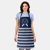 Monogramm des Navy Blue White Nausea House Schürze (Getragen)