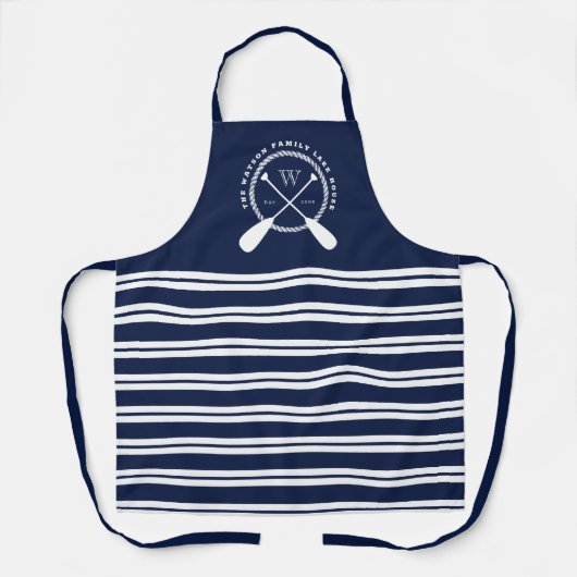 Monogramm des Navy Blue White Nausea House Schürze (Vorderseite)