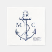Monogramm des Navy Nautic White Anchor Serviette (Vorderseite)