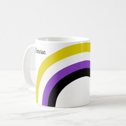 Monogramm des nicht binären Regenbogens, nicht bin Kaffeetasse (Vorderseite Links)