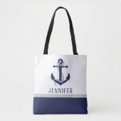 Monogramm des niedlichen Navy-White-Nautic-Rope-An Tasche (Vorderseite)