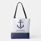 Monogramm des niedlichen Navy-White-Nautic-Rope-An Tasche (Rückseite)