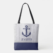 Monogramm des niedlichen Navy-White-Nautical-Wood- Tasche (Rückseite)