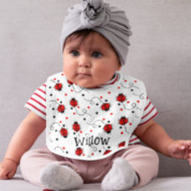 Monogramm des niedlichen Red White und Black Ladyb