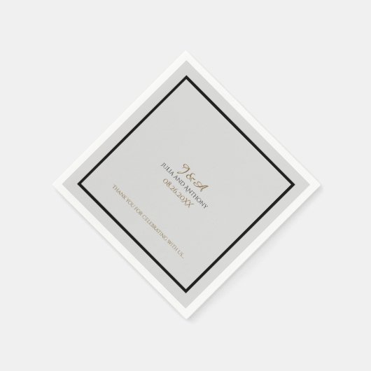 Monogramm des Paares (Name/Initial) auf weiß Serviette (Ecke)