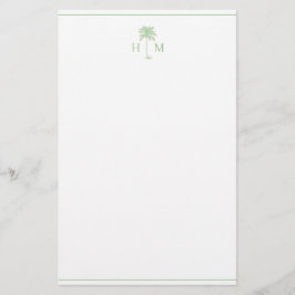 Monogramm des Palm Palmetto Trees grün und weiß Briefpapier