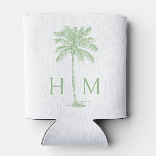 Monogramm des Palm Palmetto Trees grün und weiß Dosenkühler (Rückseite)