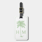 Monogramm des Palm Palmetto Trees grün und weiß Gepäckanhänger (Vorderseite vertikal)