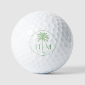 Monogramm des Palm Palmetto Trees grün und weiß Golfball (Vorderseite)