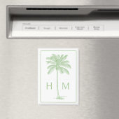 Monogramm des Palm Palmetto Trees grün und weiß Magnet (In Situ (Geschirrspüler))