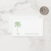 Monogramm des Palm Palmetto Trees grün und weiß Mitteilungskarte (Vorderseite/Rückseite Beispiel)