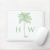 Monogramm des Palm Palmetto Trees grün und weiß Mousepad (Mit Mouse)