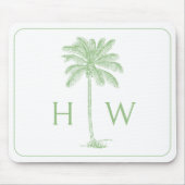 Monogramm des Palm Palmetto Trees grün und weiß Mousepad (Vorne)