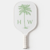 Monogramm des Palm Palmetto Trees grün und weiß Pickleball Schläger (Vorderseite)