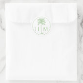 Monogramm des Palm Palmetto Trees grün und weiß Runder Aufkleber (Tasche)