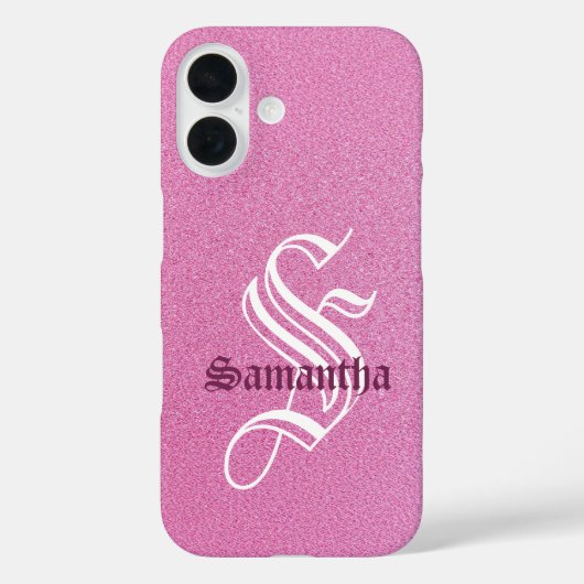 Monogramm des personalisiert rosa Glitzer Case-Mate iPhone Hülle (Rückseite)