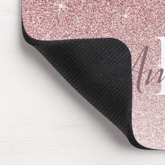 Monogramm des personalisiert rosa Glitzer Mousepad (Ecke)