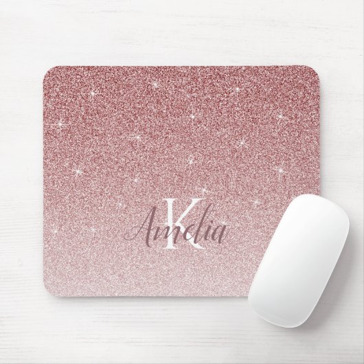 Monogramm des personalisiert rosa Glitzer Mousepad (Mit Mouse)