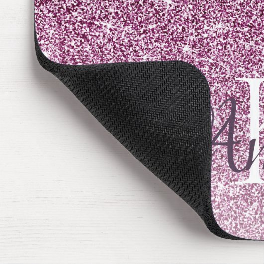 Monogramm des personalisierten Lila Sparkus-Glitze Mousepad (Ecke)