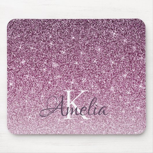 Monogramm des personalisierten Lila Sparkus-Glitze Mousepad (Vorne)
