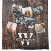 Monogramm des personalisierten rustikalen Holzeffe Duschvorhang (Vorderseite)