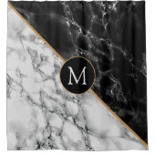 Monogramm des personalisierten Schwarz-weißen Dusc Duschvorhang (Vorderseite)