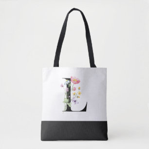 Monogramm des personalisierten Wildblume Buchstabe Tasche