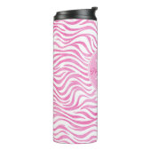 Monogramm des Pink-Aquarellzebra-Druck-| Thermosbecher (Nach links gedreht)