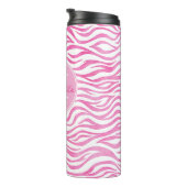 Monogramm des Pink-Aquarellzebra-Druck-| Thermosbecher (Nach rechts gedreht)