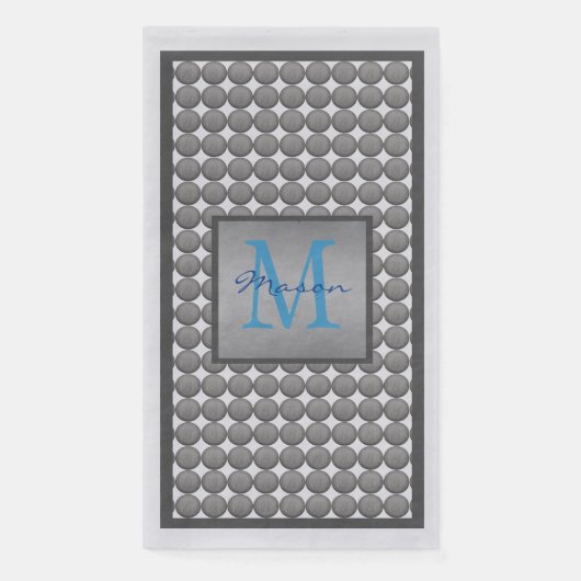 Monogramm des Punktmusters für blaue und graue Pol Serviette (Vorderseite)