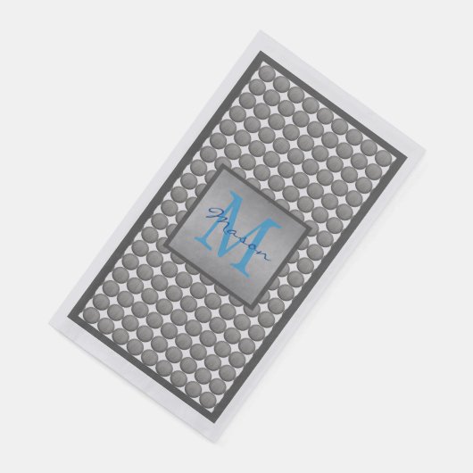 Monogramm des Punktmusters für blaue und graue Pol Serviette (Ecke)