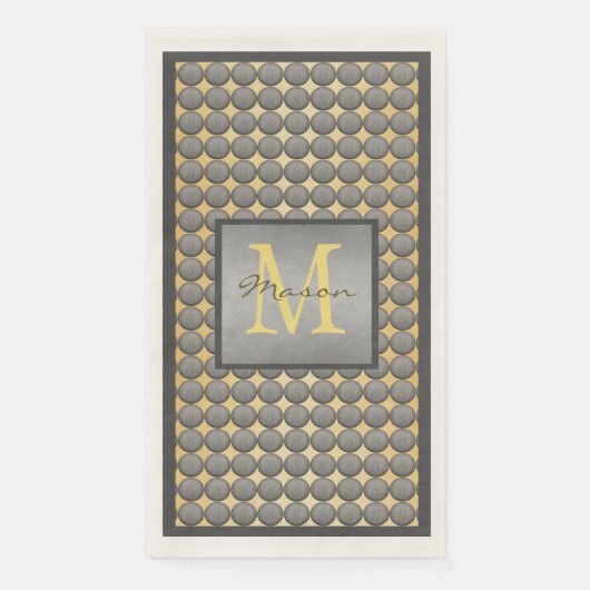 Monogramm des Punktmusters für Gold und Grau Serviette (Vorderseite)