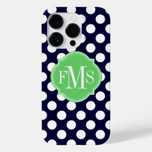 Monogramm des Punktmusters für Navy Blue und White Case-Mate iPhone Hülle