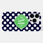 Monogramm des Punktmusters für Navy Blue und White Case-Mate iPhone Hülle (Rückseite (Horizontal))