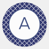 Monogramm des Quatrefolienmusters Runder Aufkleber (Vorderseite)