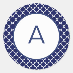 Monogramm des Quatrefolienmusters Runder Aufkleber