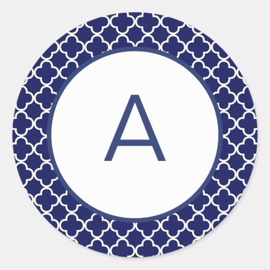 Monogramm des Quatrefolienmusters Runder Aufkleber (Vorderseite)