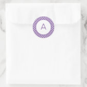 Monogramm des Quatrefolienmusters Runder Aufkleber (Tasche)