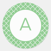 Monogramm des Quatrefolienmusters Runder Aufkleber (Vorderseite)