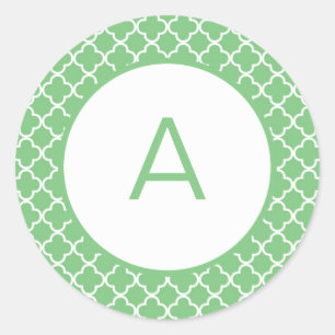 Monogramm des Quatrefolienmusters Runder Aufkleber