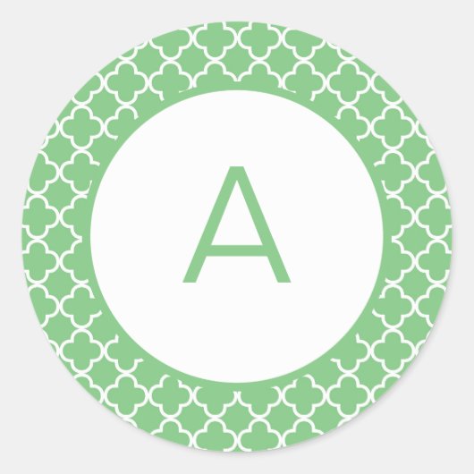 Monogramm des Quatrefolienmusters Runder Aufkleber (Vorderseite)