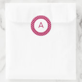 Monogramm des Quatrefolienmusters Runder Aufkleber (Tasche)