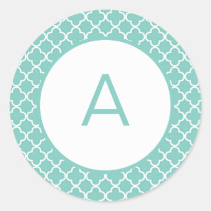 Monogramm des Quatrefolienmusters Runder Aufkleber