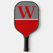 Monogramm des Red & Grey Uni Team Colors Pickleball Schläger (Rückseite)
