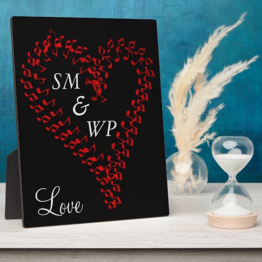 Monogramm des Red Heart Couple Fotoplatte (Seite)