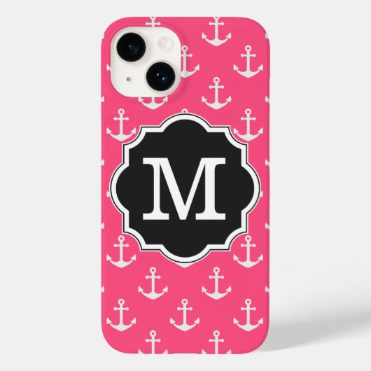 Monogramm des rosa Ankermusters Case-Mate iPhone Hülle (Rückseite)